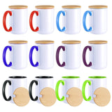 RAINBOWTIE Sublimation Mugs Set of 12, 15 oz Sublimation Mugs Blank with Bamboo Lid, Sublimation Coffee Mugs, Tazas Para Sublimacion, Mug Sets, Coffee Cup with Lid,6 Assorted Colors RAINBOWTIE