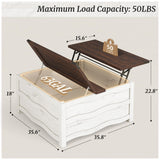 Cozyman 35.6" Lift Top Coffee Table with Storage, Farmhouse Coffee Table for Living Room with Large Hidden Storage Compartment, Wood Square Center Coffee Tables with Flexible Hinged Lift Top, White Cozyman