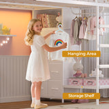 ADORNEVE Bunk Bed Twin Over Twin Size with 8 Storage Drawers, Twin Bunk Beds with Led Lights & Storage Shelves, Metal Loft Bed with 13.4" H Safety Guardrail & Ladder, for Kids & Teens, White ADORNEVE