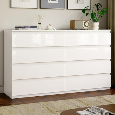 OtterOasis White Wood Dresser for Bedroom, 8 Drawer Dressers for Clothes Storage, Modern Dresser with Wide Drawers, Wide Wooden Chest Drawers for Living Room, Entryway, TV Stand(55" W x15.4 Dx32.3 H)