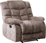EBELLO Manual Recliner Chair, Overstuffed Reclining Sofa with Soft Padded Headrest and Armrest, Soft Fabric Single Couch for Living Room, Light Brown EBELLO
