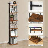 MAHANCRIS Bookshelf, 6-Tier Bookcase, Vertical Tall Narrow Book Shelf for Small Space, Open Storage Display Shelf with Stable Base & Anti-Tip Kits, for Living Room, Study, Rustic Brown BKHR11601 MAHANCRIS