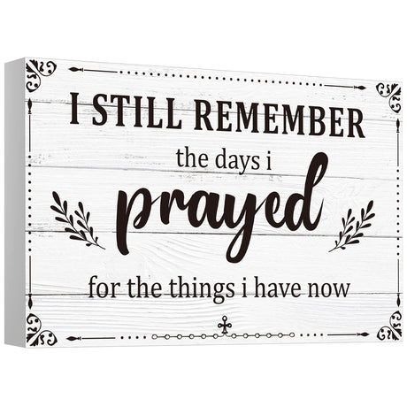 I Still Remember The Days I Prayed Home Wall Decorations Wooden Table Centerpieces Box Sign Farmhouse Decor House Prayer Wooden Rustic Presents For Bedroom Living Room or Shelf(White) Jetec