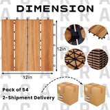 54 PCS Acacia Wood Interlocking Deck Tiles - 12"x12" All Weather Waterproof, Indoor Outdoor Patio Flooring for Balcony, Backyard, Poolside Acarra
