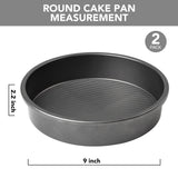 9 Inch Round Cake Pan, Nonstick Bakeware Set, Baking Pan with Diamond Texture Pattern, Set of 2 Tiawudi