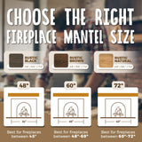 ABSWHLM 72x8x3 Fireplace Mantel - Handcrafted Hollow Rustic Solid Wood Wall Mounted Floating Shelf with Invisible Heavy Duty Wood Bracket (Weathered Black) ABSWHLM