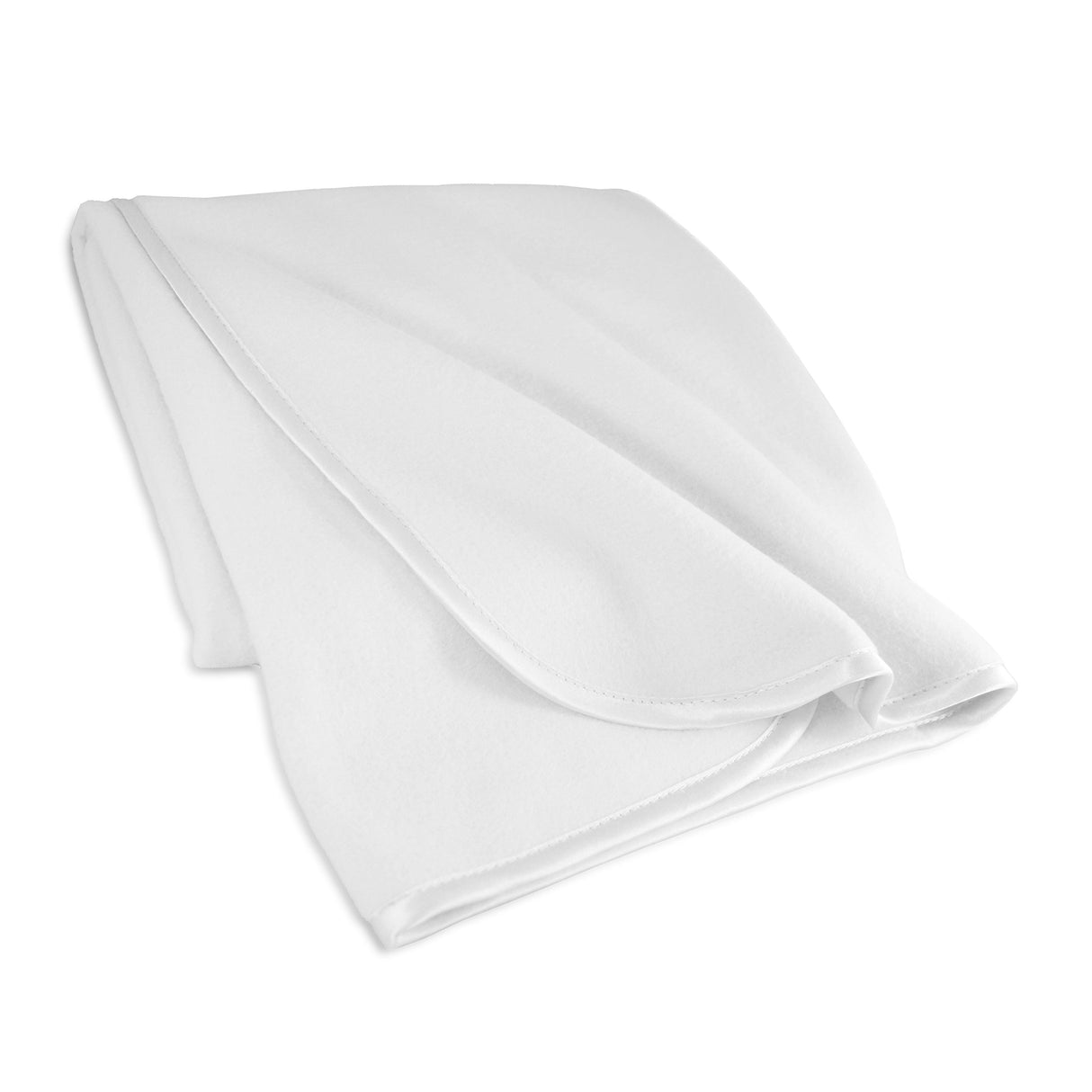 TL Care Fleece Blanket with Silk-Like Satin Trim, Soft, Warm & Cozy, White, 30" x 30" for Boys and Girls, Perfect for Baby Carrier, Stroller, Travel and Gifting TL Care