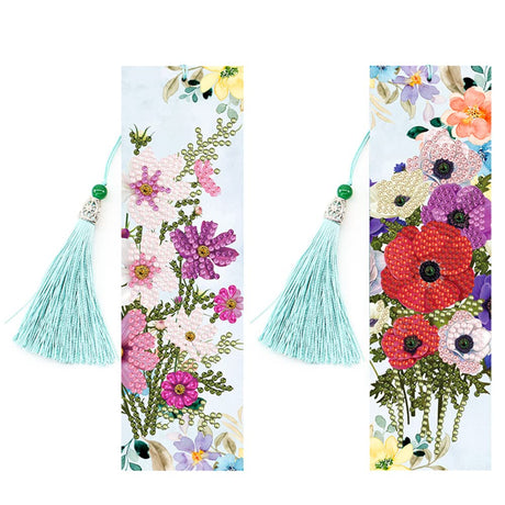 pigpigboss 2 Pieces Morning Glory Bookmark Diamond Painting Kit, Painting Flower Bookmark Diamond Art Dots for Reading Enthusiasts Adult Beginner Graduation Book Decor pigpigboss