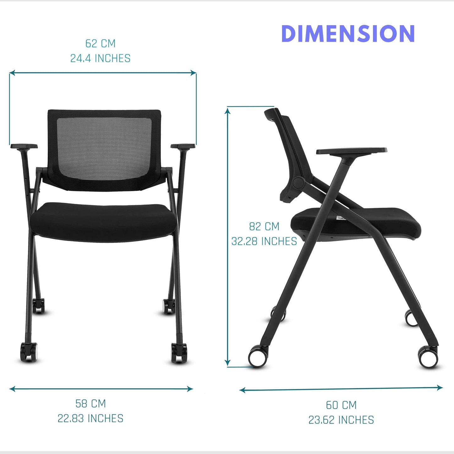 BROBRIYO 10 Pack Stackable Conference Room Chairs with Wheels and Paddle, Ergonomic Mesh Back and Arms for Meeting, Conference, Reception, Training Room & Home Office Desk Folding Chairs