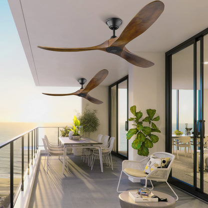 NWIASS 70 Inch Outdoor Ceiling Fans for Patios, Modern Ceiling Fan No Light with Remote Solid Wood Ceiling Fan Damp Rated, 3 Blade Large Ceiling Fan for Indoor High Low Sloped Ceiling, DC Cei - WoodArtSupply