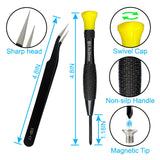 18PCS Mini Precision Screwdriver Set With Case, Lengnoyp Magnetic Small Flathead Phillips Pentalobe Torx Star Screwdriver Set Kit and Tweezers for Repairing Computer Eyeglass Phone Watch lengnoyp