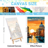 Offito 4 Pack Framed Paint by Numbers Kit for Adults Beginners with Wooden Easel, Landscape Easy Paint by Number Kit with Frame, Watercolor Adult Paint by Number Framed Canvas (8 * 12 Inch) Offito