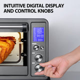 TOSHIBA AC25CEW-BS Large 6-Slice Convection Toaster Oven Countertop, 10-In-One with Toast, Pizza and Rotisserie, 1500W, Black Stainless Steel, Includes 6 Accessories TOSHIBA