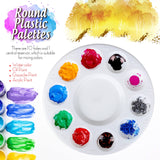 FANDAMEI Round Paint Palette Tray, Paint Tray Palettes Plastic Paint Tray Palette, Paint Trays for Kids, Paint Pallets with 10 Wells for Adults & Kids, for Painting or DIY Craft Class, White, 2 PCS Fandamei