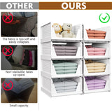 SNSLXH 5 Pack Stackable Closet Organizer Box, Multifunctional & Foldable Closet Storage Basket for Bathroom Kitchen Laundry Room Wardrobe Storage, Space-Saving Clothes Storage Drawer Organizer, White SNSLXH