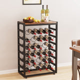 Dripex 30 Bottles Wine Rack Free Standing Floor, 6-Tier Display Wine Storage Shelves with Wooden Table Top, Sturdy Metal Bottle Holder for Kitchen Bar Pantry 23.2''L x 11.8''W x 34.7''H Dripex