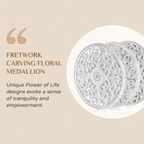 Walasis White Wall Decor Carved Medallion - Rustic Wood Wall Art Decorative Distressed Hanging Decorations Farmhouse Home Decoration for Living Room Bedroom Kitchen Bathroom Set of 3 Walasis