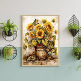 igoodom Diamond Art Kits for Adults, Sunflower Diamond Painting Kits for Beginners, DIY 5d Full Drill Round Diamond Art Kit for Home Wall Decor Gift 12x16inch igoodom