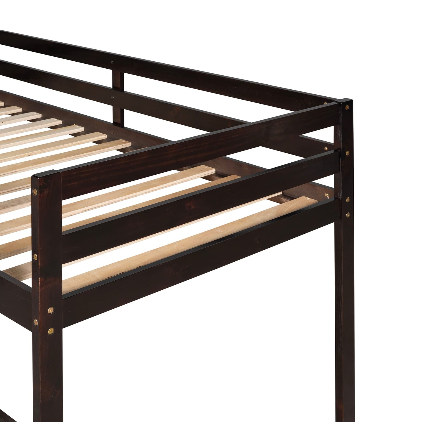 Harper & Bright Designs Twin Size Low Loft Bed with Slide in Espresso - WoodArtSupply