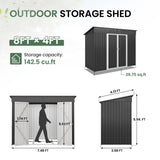 VONZOY 8x4 FT Outdoor Storage Shed,Metal Shed Garden Shed with Lockable Door for Bike, Garbage Can,Tool Shed for Backyard,Patio,Lawn(Grey) VONZOY