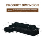 133" Cloud Sectional Couch with L-Shape Chaise,Modern Minimalist Upholstered Couches with Deep Seat,Corduroy Boneless Couches for Living Room Bedroom,No Assembly Required (Black,Left Facing Chaise) soothroom