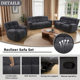 A Ainehome Manual Recliner Sofa Set, Corduroy Recliner Loveseat, Living Room Furniture Set Modern Loveseat Sofa, Reclining Couches for Living Room/Office(3 Piece Set, Dark Grey) A Ainehome