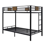 Allewie Black Twin Over Twin Bunk Bed with Rustic Wood Accents and Sturdy Metal Frame Allewie