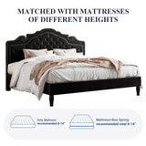 Allewie King Size Platform Bed Frame with Adjustable Velvet Tiara Headboard, Upholstered Diamond Button Tufted, Wood Slats Support, No Box Spring Needed, Mattress Foundation, Easy Assembly, Black Allewie