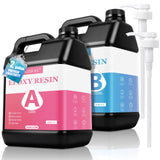 KISREL Epoxy Resin 2Gallon - Crystal Clear Epoxy Resin Kit - No Yellowing No Bubble Art Resin Casting Resin for Art Crafts, Jewelry Making, Wood & Resin Molds(1 Gallon x 2) KISREL