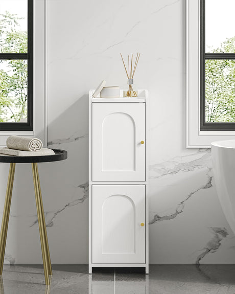 Hzuaneri Bathroom Storage Cabinet, Corner Floor Cabinet with 2 Doors and Adjustable Shelf, Narrow Toilet Paper Cabinet, Bathroom Organizer for Small Spaces, White BC19913X Hzuaneri