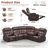 Reclining Sectional Couches for Living Room, L Shaped Large Sectional Reliner Sofa, Faux Leather Couch, Home Theater Seating with Console, Recliner Couch & Sofa Aotolo