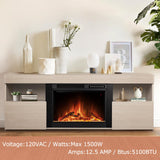 Xbeauty 60" Fireplace Tv Stand Mantel Wood Surround Firebox Freestanding Corner Fireplace Heater Infrared Quartz Heater Adjustable Led Flame, Remote Control,Lightoak Xbeauty