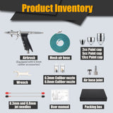Airbrush Kit, Air Brush Painting Set, Double Action Trigger Airbrush Gun with 0.3mm/0.5mm/0.8mm Needles, 2cc/5cc/13cc Paint Cup, Airbrush Spray Tool Set for Painting Nails Cake Tattoo Makeup BetyBedy