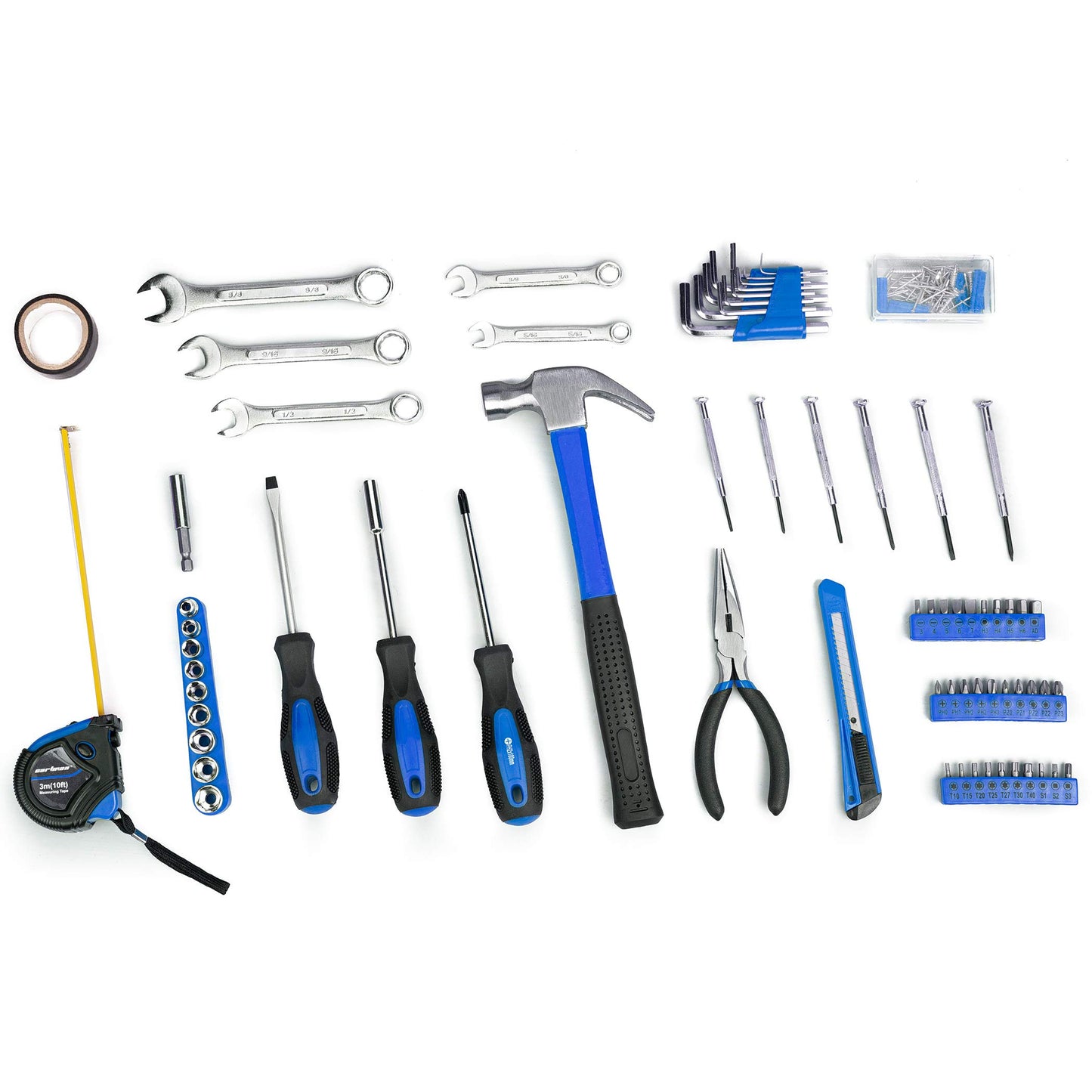 CARTMAN 148Piece Tool Set General Household Hand Tool Kit with Plastic Toolbox Storage Case Blue - WoodArtSupply