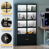PAKASEPT Display Cabinet with 3 Color Light, 5 Tier Display Case with Glass Doors, 65" Curio Cabinets Display Shelf for Collectibles, Bookcase Bookshelf Display Case Cabinet for Bedroom, Living Room PAKASEPT
