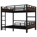 Full Over Full Bunk Bed with Headboard and Full Length Guardrail, Separable Bunk Bed Full Size, Heavy Duty Bunk Beds Can Turns Into Loft Bed and Platform Bed, Black Bellemave