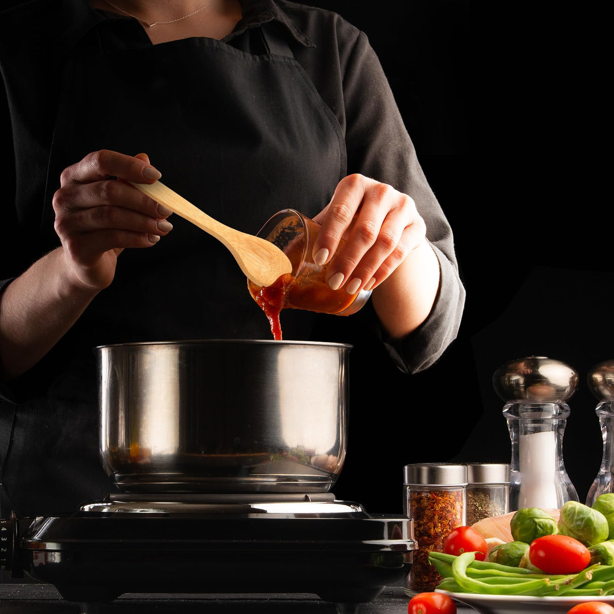 5.2 Inch Bamboo Spoons, Small Wooden Spoons for Condiments, Spices, Sugar, Salt, Jam, Coffee, Hrbs and Honey, Tiny wood Teaspoons for Serving Kitchen (5 PCS) aerzip