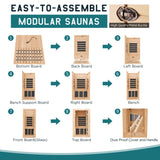 Albott Infrared Sauna 1 Person, Infrared Saunas for Home, 930W/110V Hemlock Wood Dry Sauna with Tourmaline Stone Foot Warmer, 7-Color Light Therapy, 2 Bluetooth Speakers, 27.2"x32.3"x61" Albott