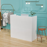 OmySalon Modern Reception Desk, Front Table Counter with Lockable Drawers and Moveable Shelves, Receptionist Desk Retail Checkout, for Lobby Beauty Salon Office, White (47.2”W x 18.9”D x 43.7”H) OmySalon