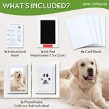 Green Pollywog | Paw Print Pet Keepsake Hinge Photo Frame + Ink Pad Kit | Dog Paw Print Kit | Extra-Large Ink Pad Included | 4 x 6 Picture Openings Green Pollywog