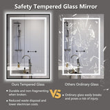SNUGACE 24"x 40" LED Bathroom Mirror with Black Frame, Stepless Dimmable, Anti-Fog, Shatter-Proof, Memory, 3 Colors, LED Vanity Mirror SNUGACE