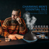 FUHITIM Fragrance Oil, Charming Men's Set Diffuser Oil for Home, Soap & Candle Making Scents, Aromatherapy Essential Oils -Sea Breeze, Fireside Vanilla, Cedar and More(6 * 10ML) FUHITIM
