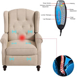 VUYUYU Wingback Recliner Chair, Push Back Arm Chair with Heat and Massage, Tufted Single Sofa for Home, Living Room, Office, Bedroom (Beige) VUYUYU