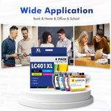 LC401XL LC401 MFC-J1010DW Ink Cartridges for Brother Printer 401XL LC 401 for MFC-J1010DW MFC-J1170DW MFC-J1012DW MFC-J1800DW MFC J1010DW - 4 Pack High Yields Black Cyan Magenta Yellow Toner H-Party