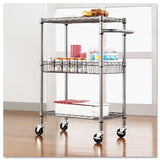 Alera ALESW342416BA 28 in. x 16 in. x 39 in. 500-lb. Capacity Three-Tier Wire Rolling Cart - Black Anthracite Alera
