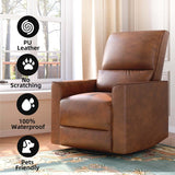 GAOMON Swivel Rocking Recliner Chair, Manual Leather Recliner Glider with Lumbar Support & Padded Armrest, Comfortable Rocker Nursery Single Sofa for Living Room and Bedroom (Brown) GAOMON