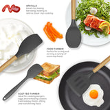 Silicone Cooking Utensils Kitchen Utensil Set - 446°F Heat Resistant Silicone Kitchen Utensils Set, Spatula,Turner Tongs, Spoon, Brush, Whisk,Kitchen Gadgets for Nonstick Cookware, BPA Free (Gray) oannao