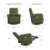 CHITA Power Nursery Rocking Chair, Swivel Glider Recliner Chair with Solid Wood Base, Bulit-in USB & Type-C Charging Ports for Living Room, FSC Certified, Moss Green CHITA
