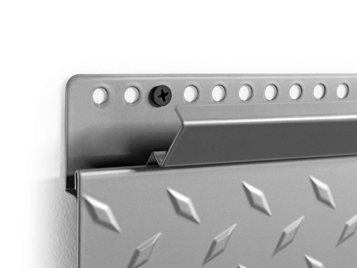 NewAge Products Pro Series 56-Inch x 24.5-Inch Diamond Plate Silver Slatwall Backsplash, Heavy Duty Steel Garage Wall Organizers, 51713 NewAge Products Inc.