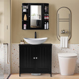 Iwell Pedestal Sink Storage Cabinet with 2 Doors and Shelf, Under Sink Cabinet, Bathroom Sink Cabinet with U-Shape, Black YSG020H Iwell
